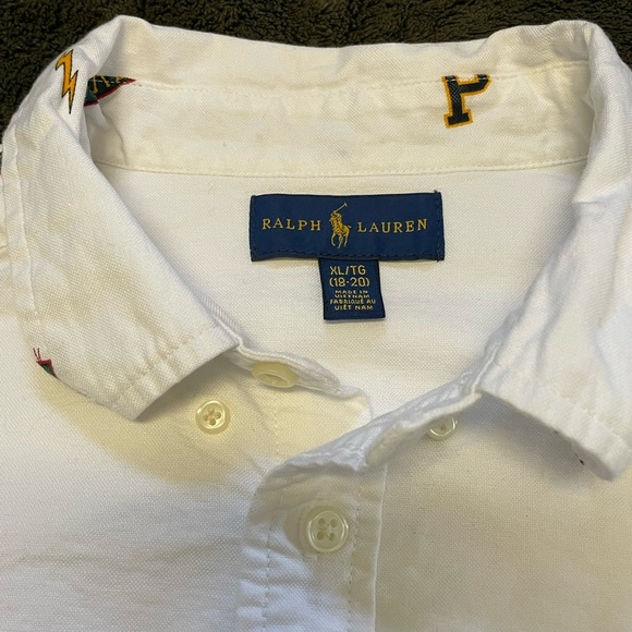 Ralph Lauren Pennant Cotton Oxford Shirt with footballs size xl 18/20 - Picture 2 of 5